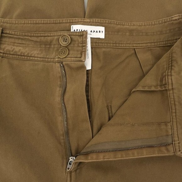 Apiece Apart Merida Pants Size 14 Olive Cotton Relaxed Straight High Waist - Picture 4 of 13